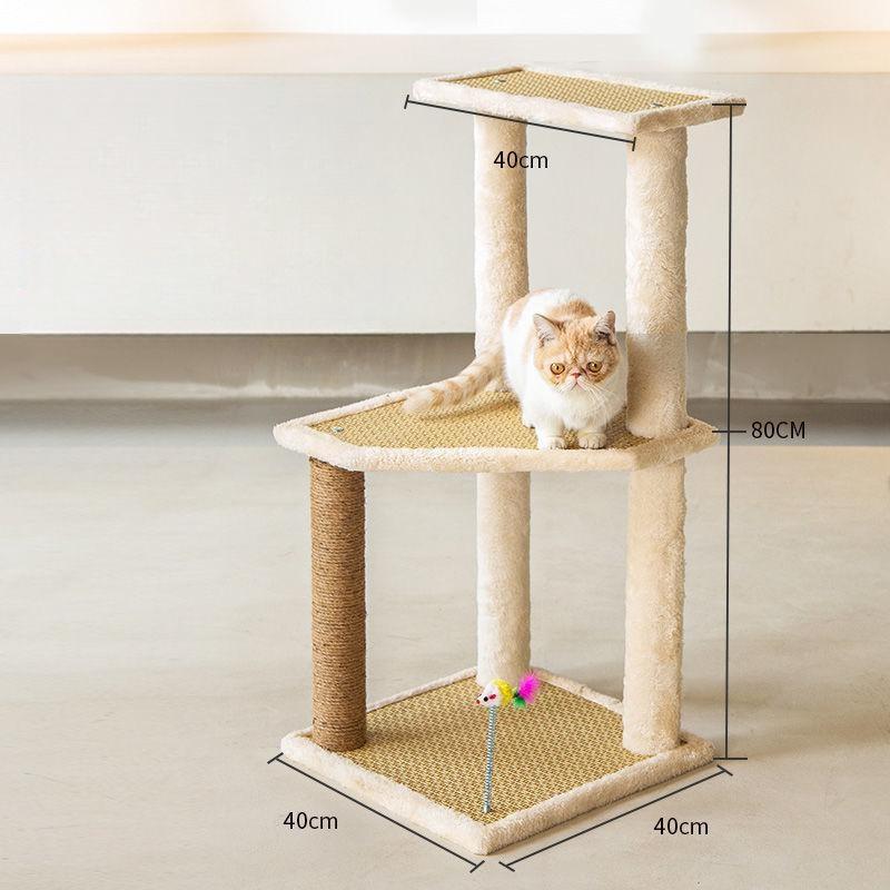3-Tier Sisal Cat Tower with Toys 3-Tier Sisal Cat Tower with Toys