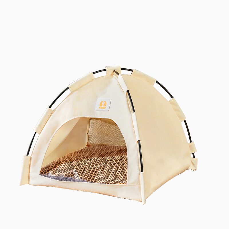 beige pet tent bed for cats & small dogs – cozy indoor house with cushion beige pet tent bed for cats & small dogs – cozy indoor house with cushion