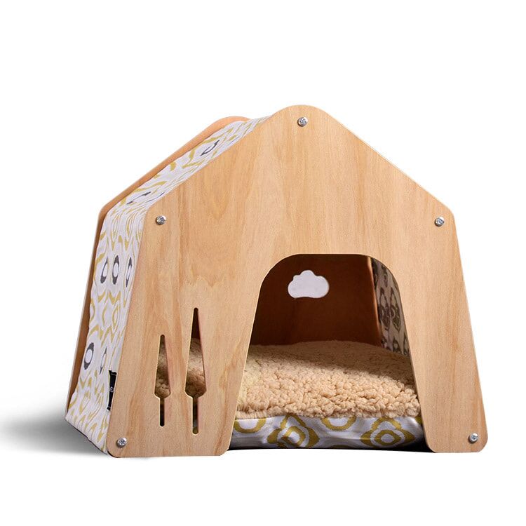 Wooden Pet House with Soft Cushion β Cozy Cat & Dog Bed Hut Wooden Pet House with Soft Cushion β Cozy Cat & Dog Bed Hut